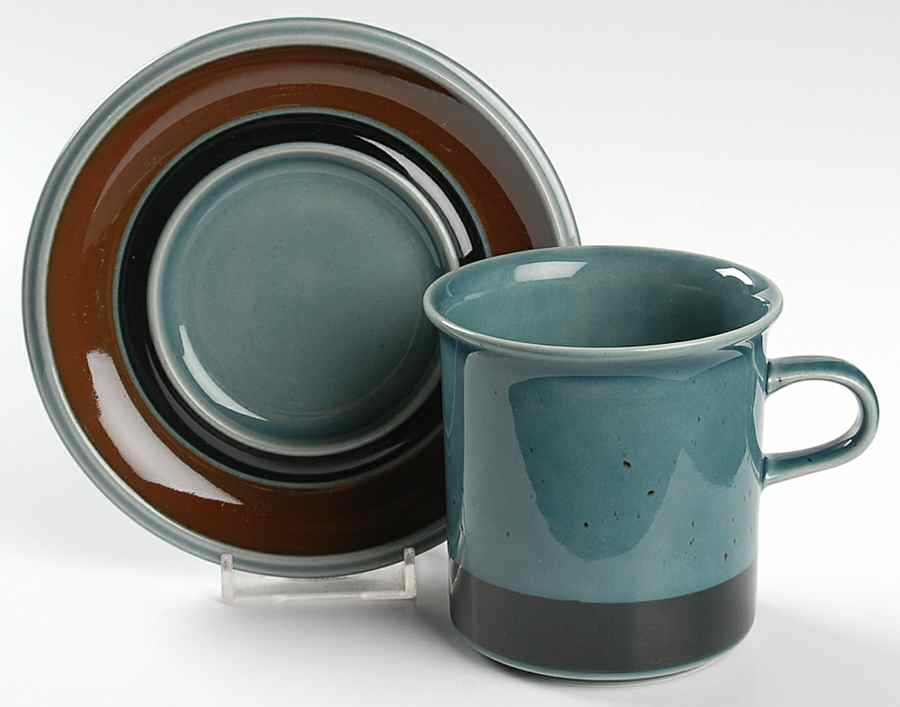 Meri Blue Flat Cup & Saucer Set by Arabia of Finland-1