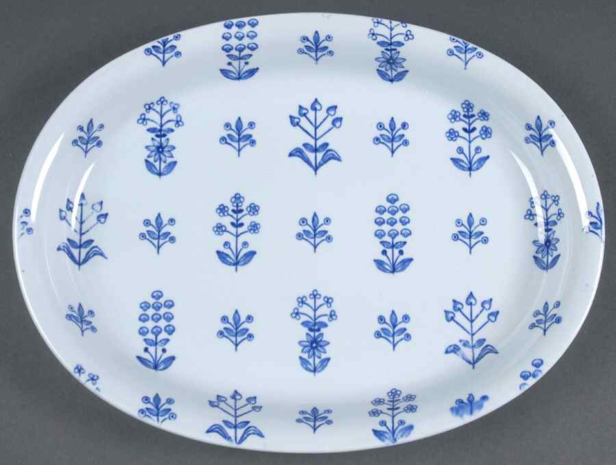 Tapestry Blue 12" Oval Serving Platter by Arabia of Finland-1