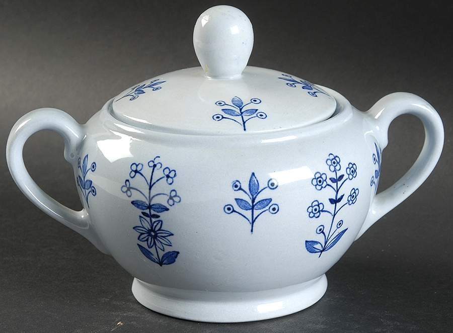 Tapestry Blue Sugar Bowl & Lid by Arabia of Finland-1