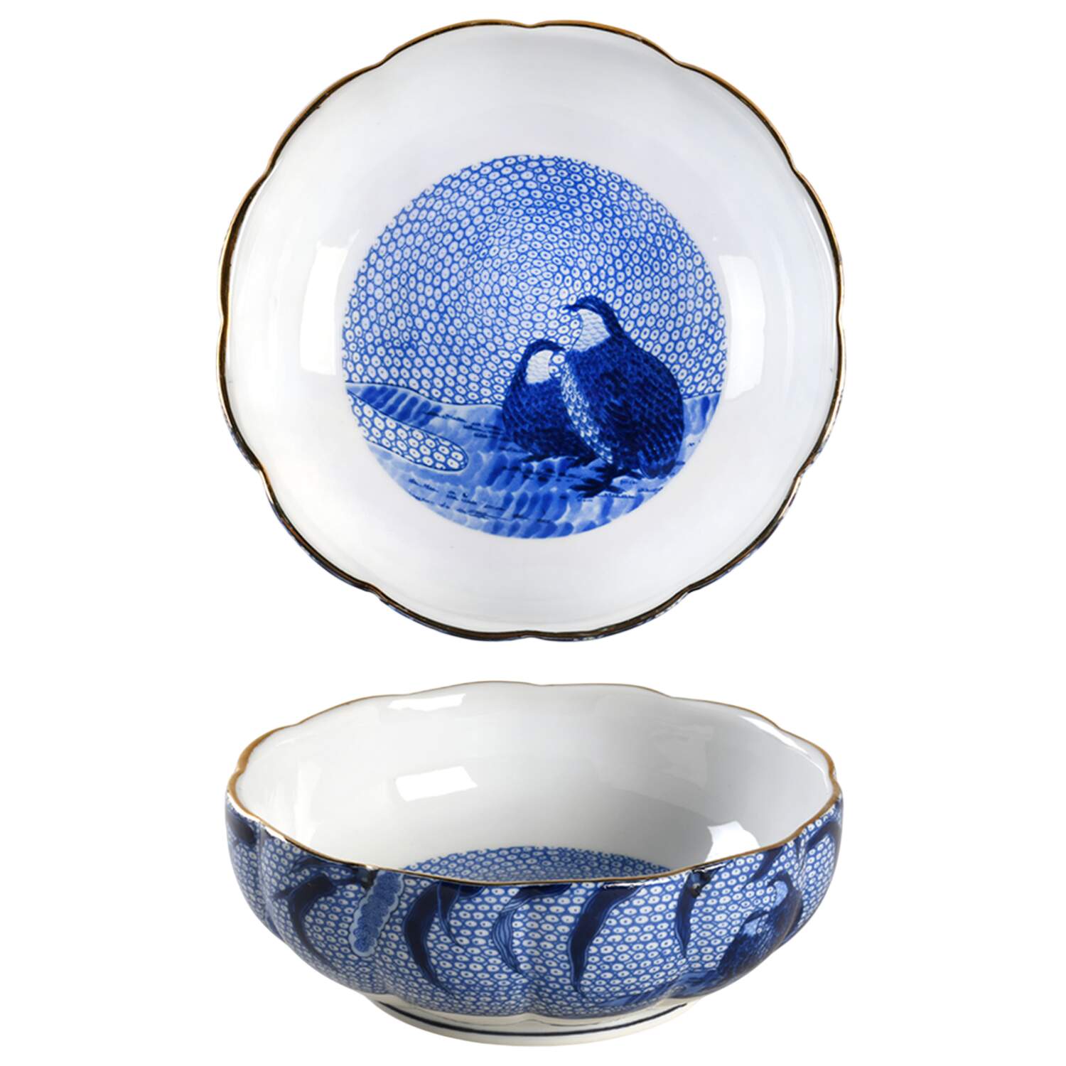 Blue Chinese Quail Coupe Cereal Bowl by Arita-1