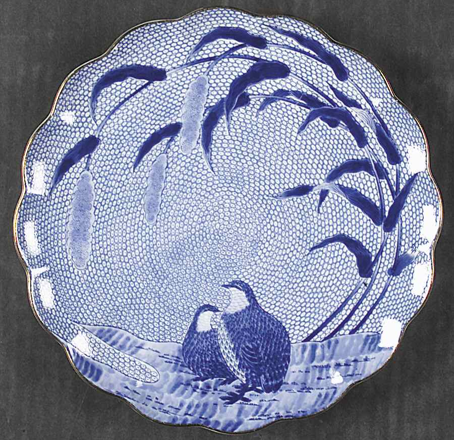 Blue Chinese Quail Salad Plate by Arita-1