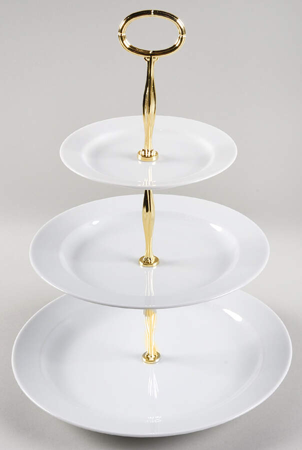 Arzberg White (Shape 1382) 13 7/8"-14 1/4" 3-Tiered Serving Tray(DP,SP,BB) HC by Arzberg-1