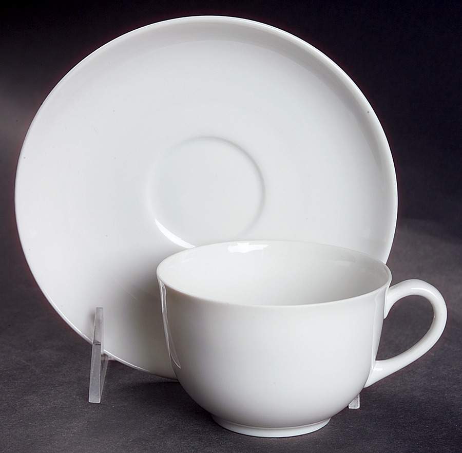 Arzberg White (Shape 1382) Flat Cup & Saucer Set by Arzberg-1