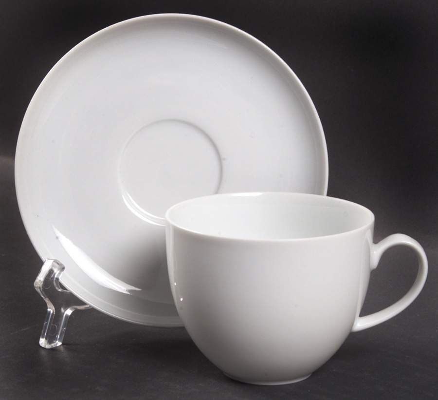 Arzberg White (Shape 1382) Flat Cup & Saucer Set by Arzberg-1