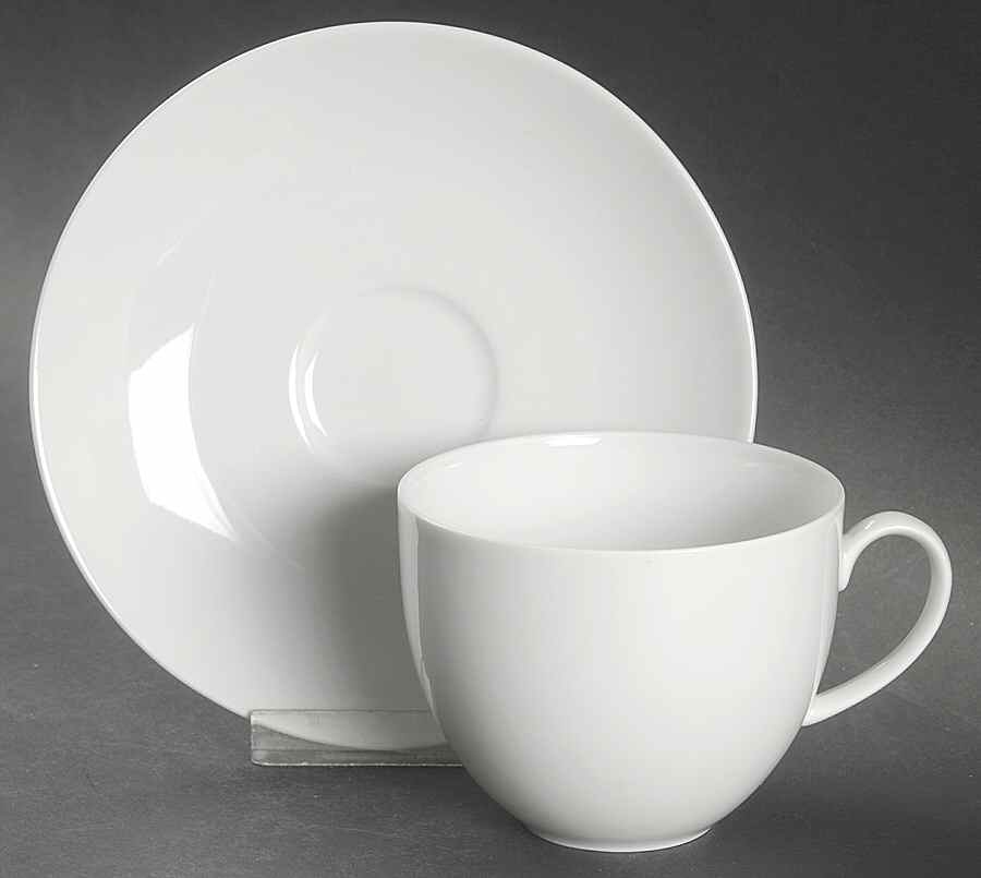 Arzberg White (Form Shape 2000) Flat Cup & Saucer Set by Arzberg-1
