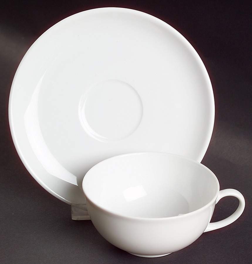Arzberg White (Shape 1382) Flat Cup & Saucer Set by Arzberg-1