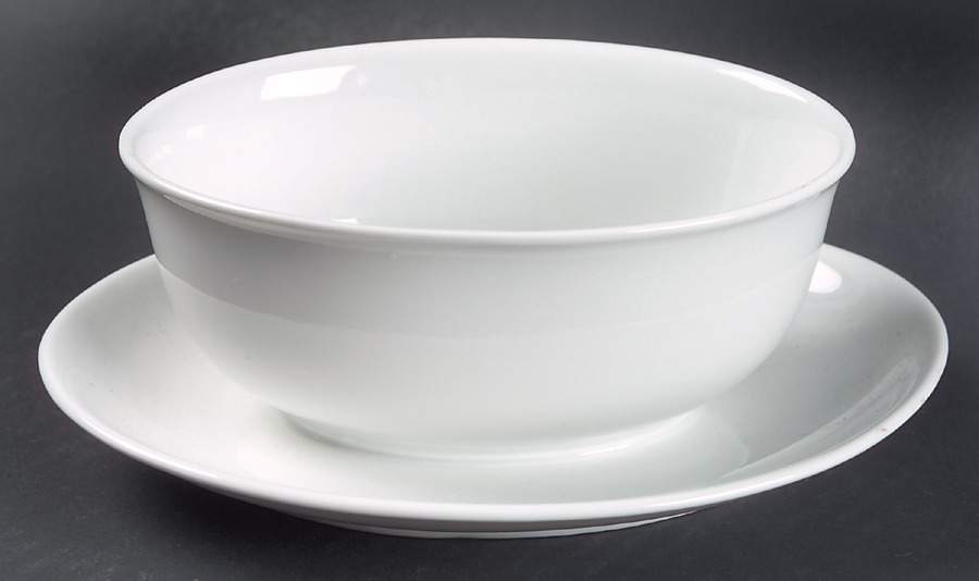 Arzberg White (Shape 2025) Gravy Boat with Attached Underplate by Arzberg-1