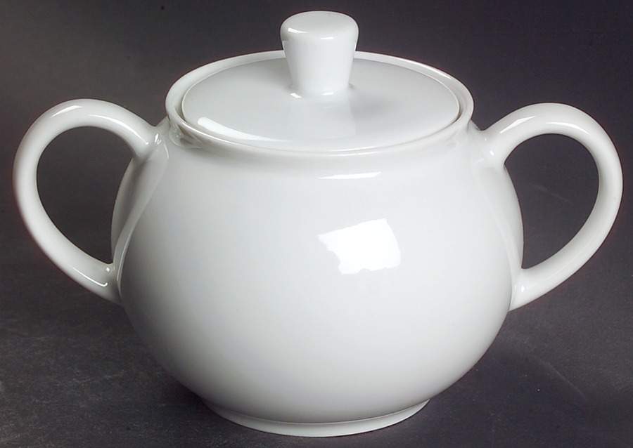Arzberg White (Shape 1382) Sugar Bowl & Lid by Arzberg-1