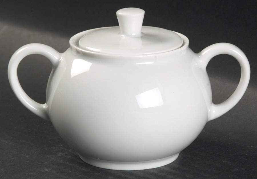 Arzberg White (Shape 1382) Sugar Bowl & Lid by Arzberg-1