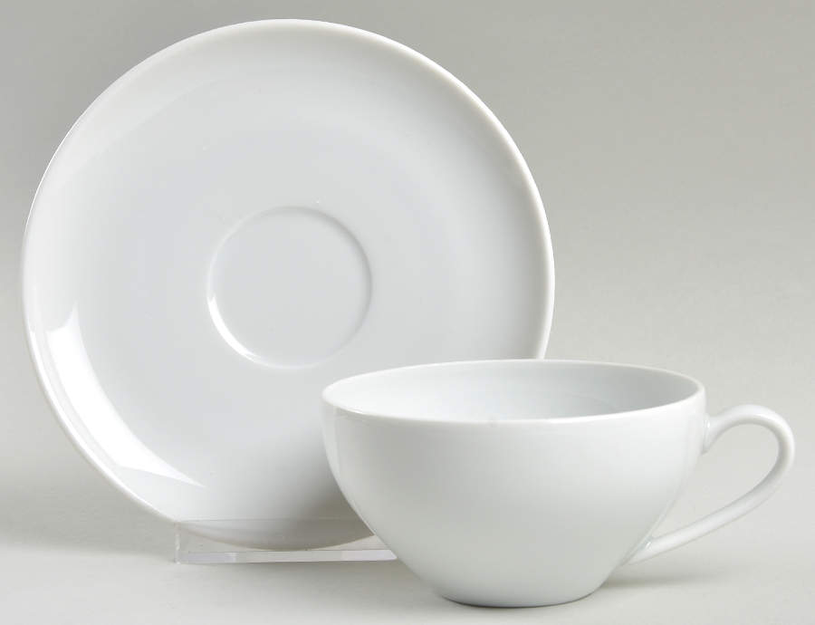 Arzberg White (Form Shape 2000) Flat Cup & Saucer Set by Arzberg-1