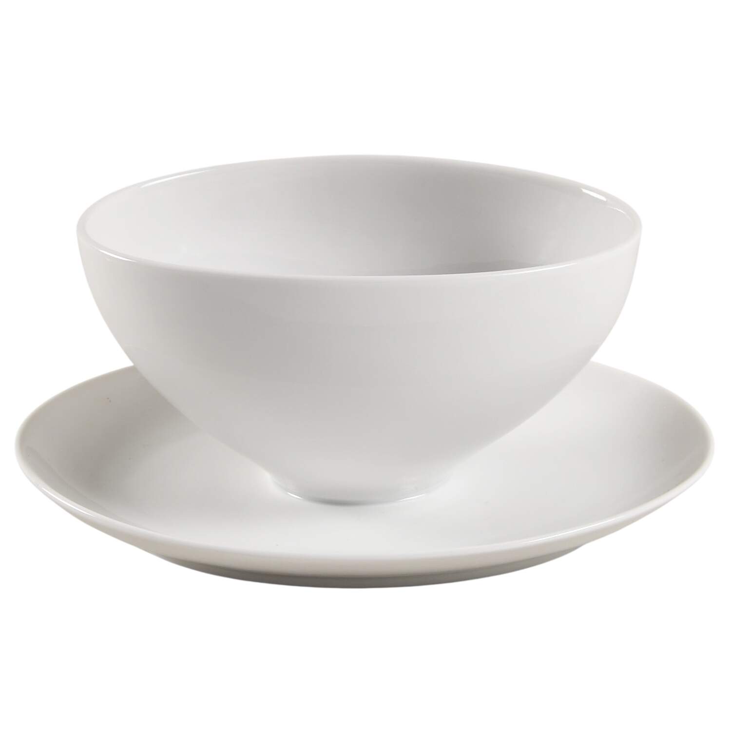 Arzberg White (Form Shape 2000) Gravy Boat with Attached Underplate by Arzberg-1