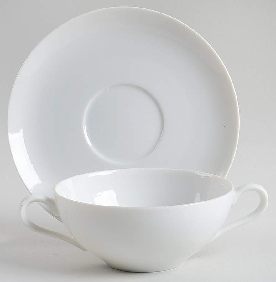 Arzberg White (Form Shape 2000) Flat Cream Soup Bowl & Saucer Set by Arzberg-1