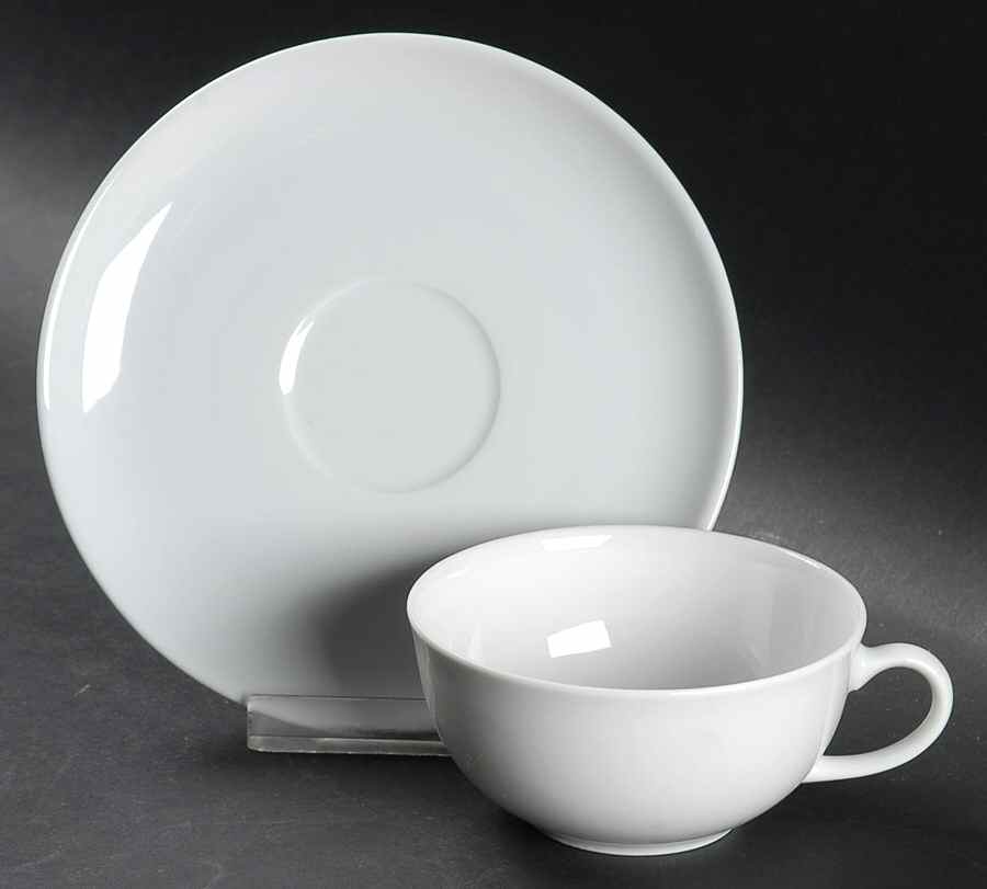 Arzberg White (Form Shape 2000) Flat Cup & Saucer Set by Arzberg-1