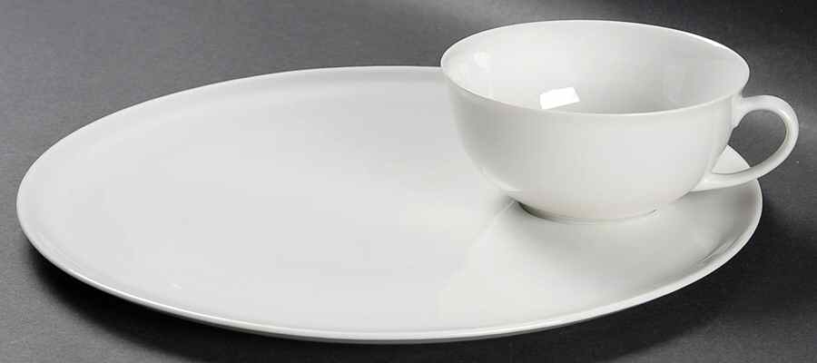 Arzberg White (Form Shape 2000) Snack Plate & Cup Set by Arzberg-1