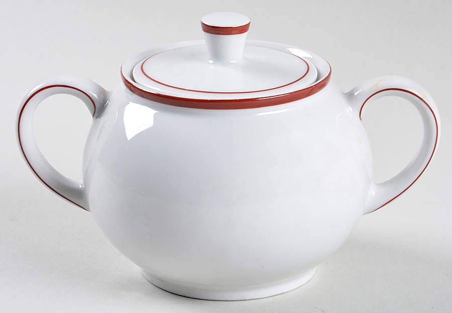 Contrast (Red Trim) Sugar Bowl & Lid by Arzberg-1