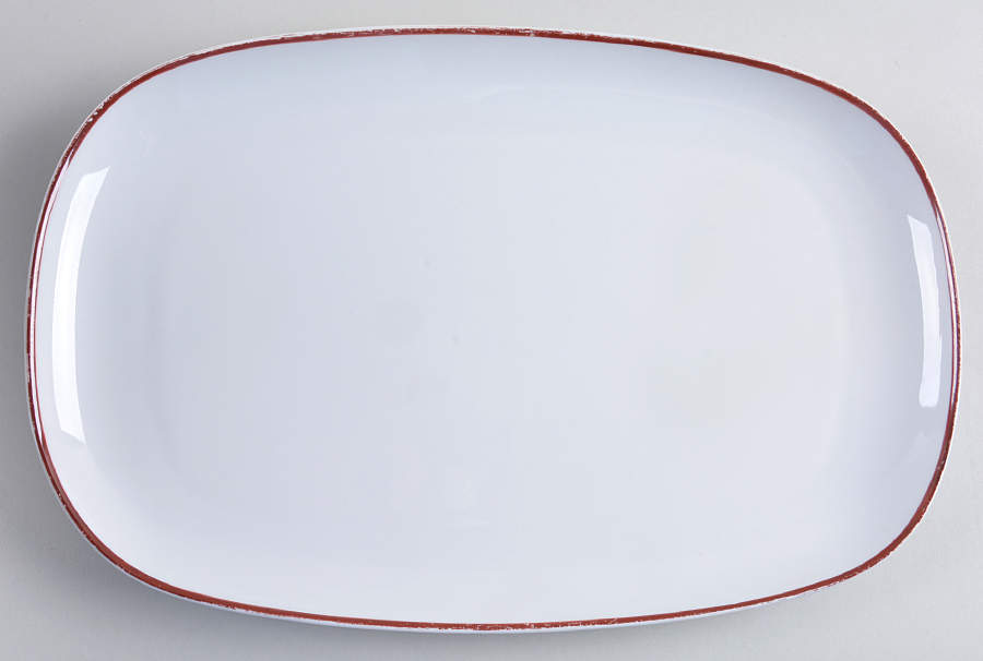 Contrast (Red Trim) 15" Oval Serving Platter by Arzberg-1