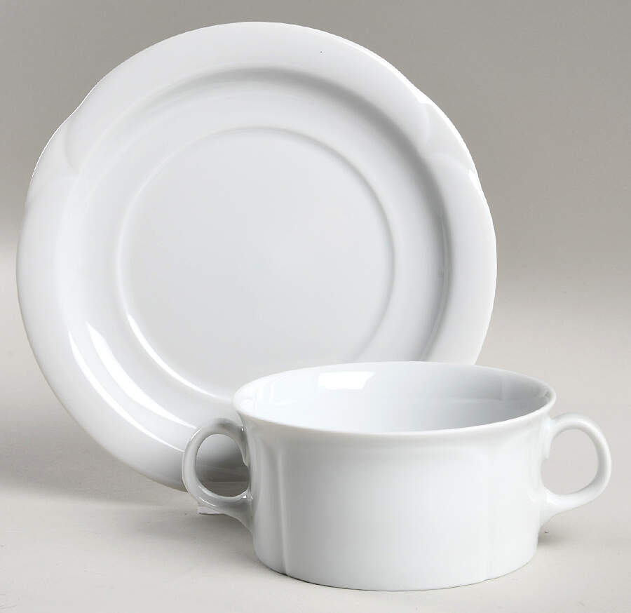 Corso White Flat Cream Soup Bowl & Saucer Set by Arzberg-1