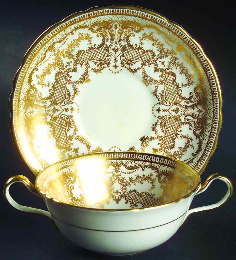 7949 Flat Cream Soup Bowl & Saucer Set by John  Aynsley & Sons-1