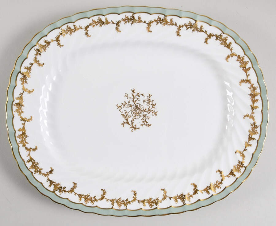 8155 Green 13" Oval Serving Platter by John  Aynsley & Sons-1