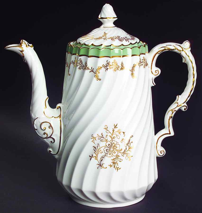 8155 Green Coffee Pot & Lid by John  Aynsley & Sons-1
