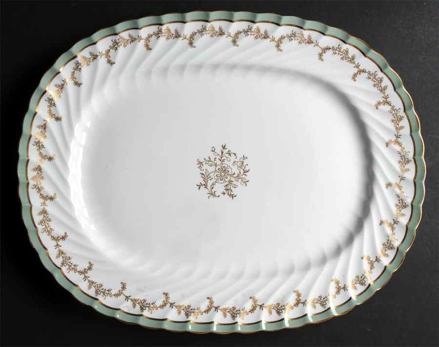 8155 Green 15" Oval Serving Platter by John  Aynsley & Sons-1