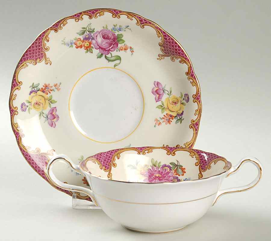 B3645 Flat Cream Soup Bowl & Saucer Set by John  Aynsley & Sons-1