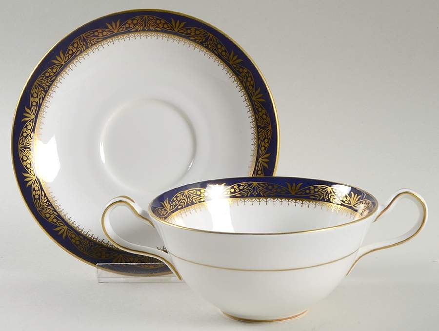 Balmoral Blue Flat Cream Soup Bowl & Saucer Set by John  Aynsley & Sons-1