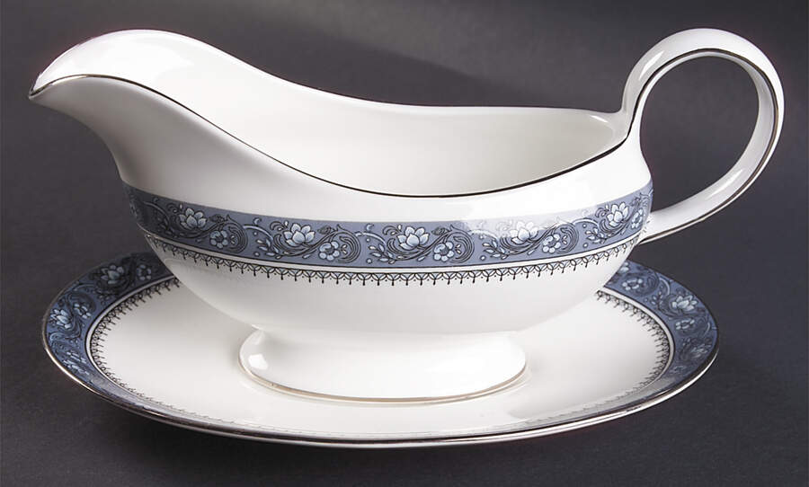 Blue Mist Gravy Boat & Underplate by John  Aynsley & Sons-1