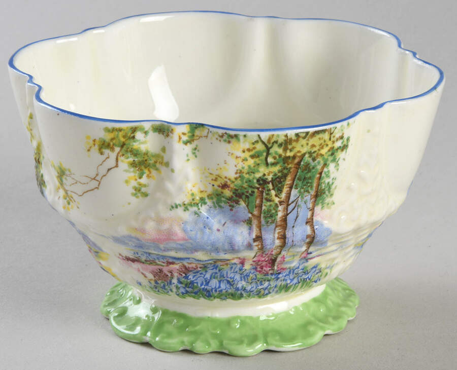 Bluebell Time (Bluetrim) Open Sugar Bowl by John  Aynsley & Sons-1