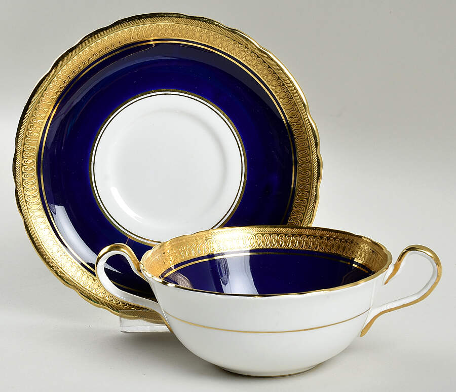 Buckingham (Scalloped) Flat Cream Soup Bowl & Saucer Set by John  Aynsley & Sons-1