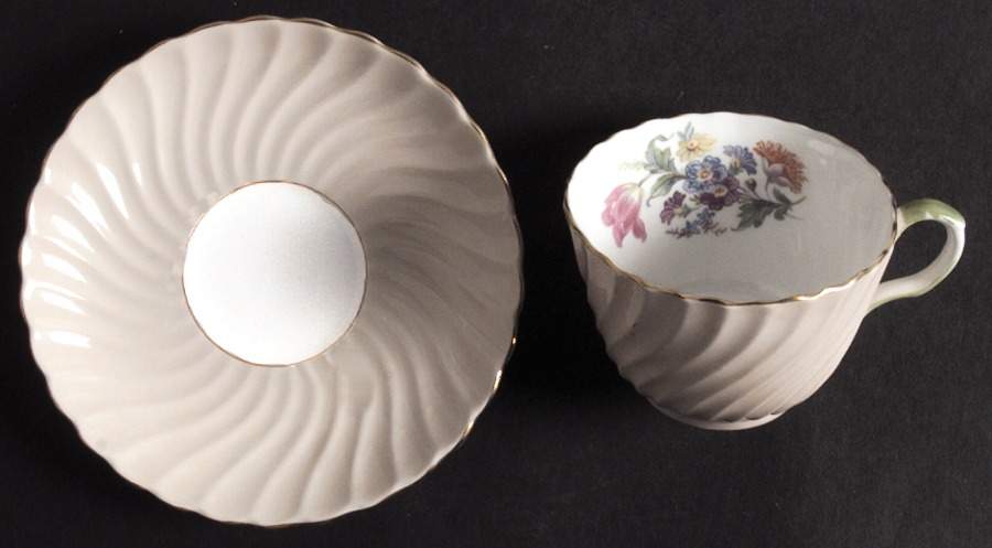 C545 Flat Cup & Saucer Set by John  Aynsley & Sons-1