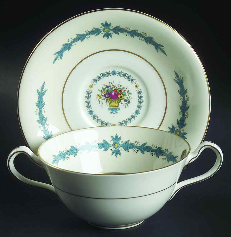 Cambridge (Smooth) Flat Cream Soup Bowl & Saucer Set by John  Aynsley & Sons-1