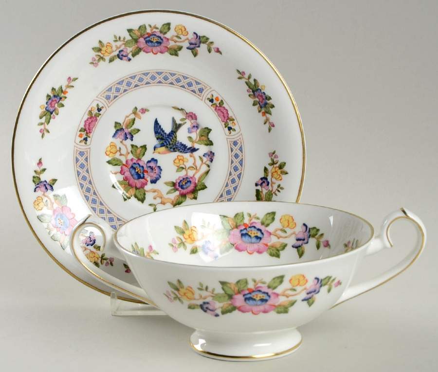 Capistrano Footed Cream Soup Bowl & Saucer Set by John  Aynsley & Sons-1