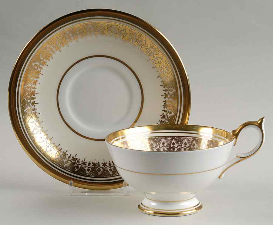 Champagne Footed Cup & Saucer Set by John  Aynsley & Sons-1