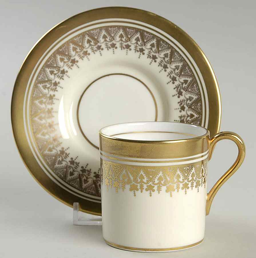 Champagne Flat Demitasse Cup & Saucer Set by John  Aynsley & Sons-1