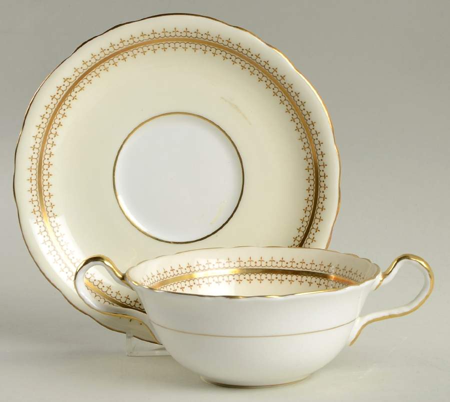 Cynthia Flat Cream Soup Bowl & Saucer Set by John  Aynsley & Sons-1