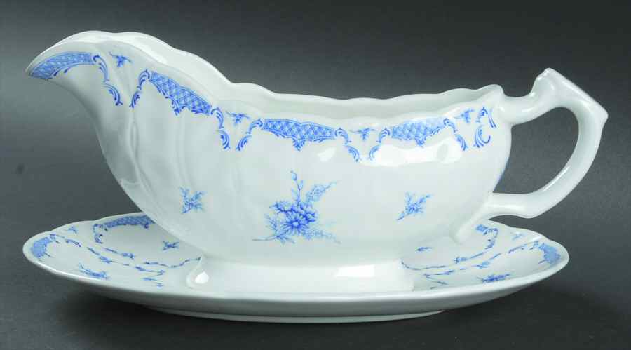 Delphine (New, No Trim) Gravy Boat & Underplate by John  Aynsley & Sons-1