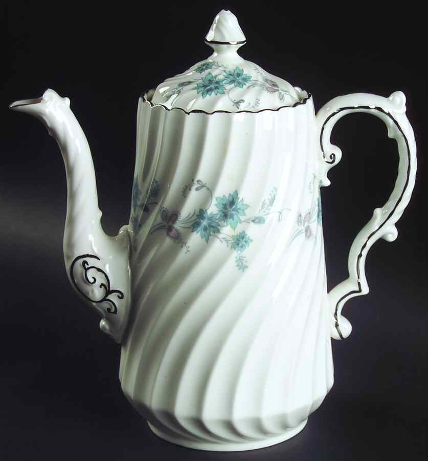 Delphine (Older, Platinum Trim) Coffee Pot & Lid by John  Aynsley & Sons-1