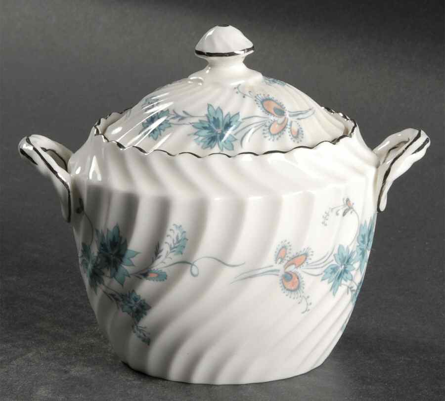 Delphine (Older, Platinum Trim) Sugar Bowl & Lid by John  Aynsley & Sons-1