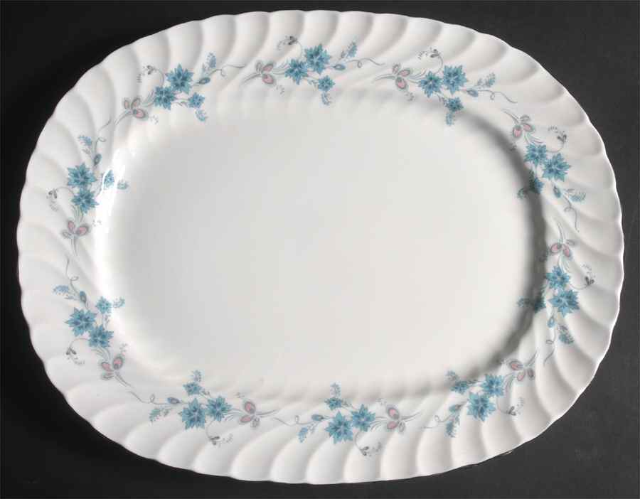 Delphine (Older, Platinum Trim) 15" Oval Serving Platter by John  Aynsley & Sons-1