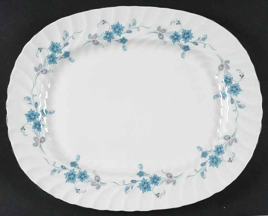 Delphine (Older, Platinum Trim) 13" Oval Serving Platter by John  Aynsley & Sons-1