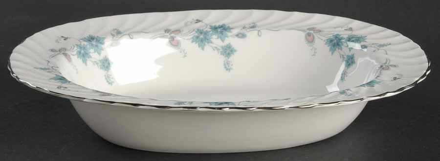 Delphine (Older, Platinum Trim) 10" Oval Vegetable Bowl by John  Aynsley & Sons-1