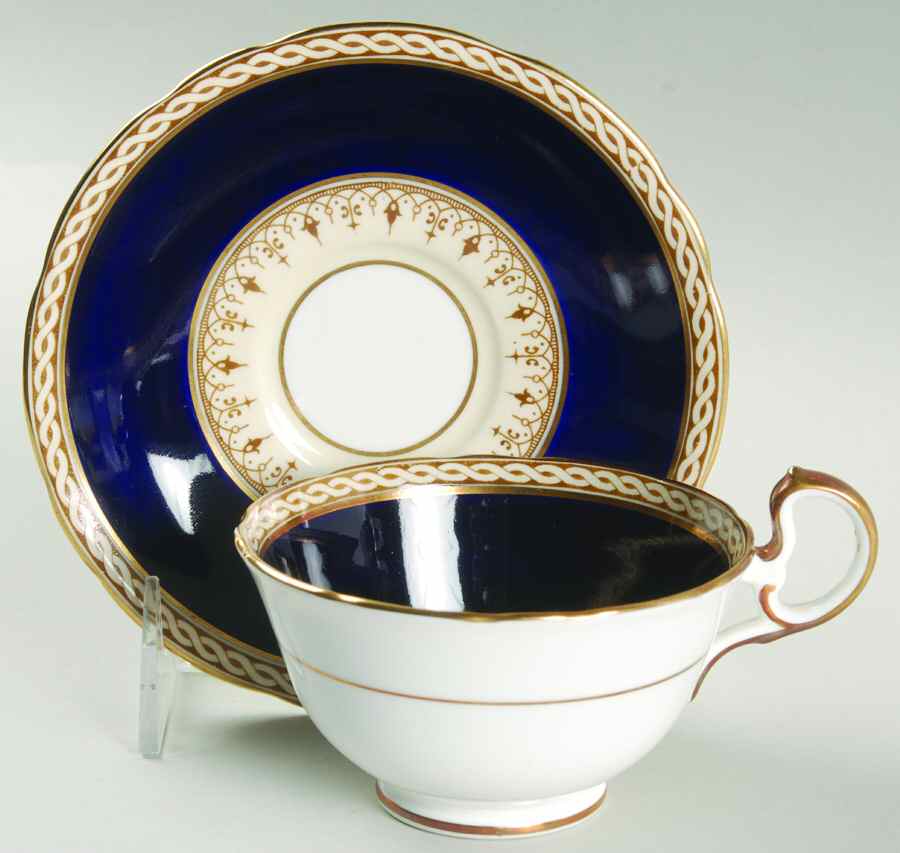 Desborough Blue Footed Cup & Saucer Set by John  Aynsley & Sons-1
