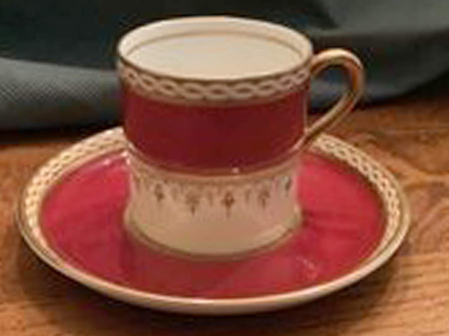 Desborough Maroon Flat Demitasse Cup & Saucer Set by John  Aynsley & Sons-1