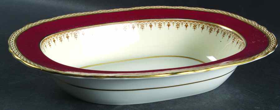 Desborough Maroon 10" Oval Vegetable Bowl by John  Aynsley & Sons-1
