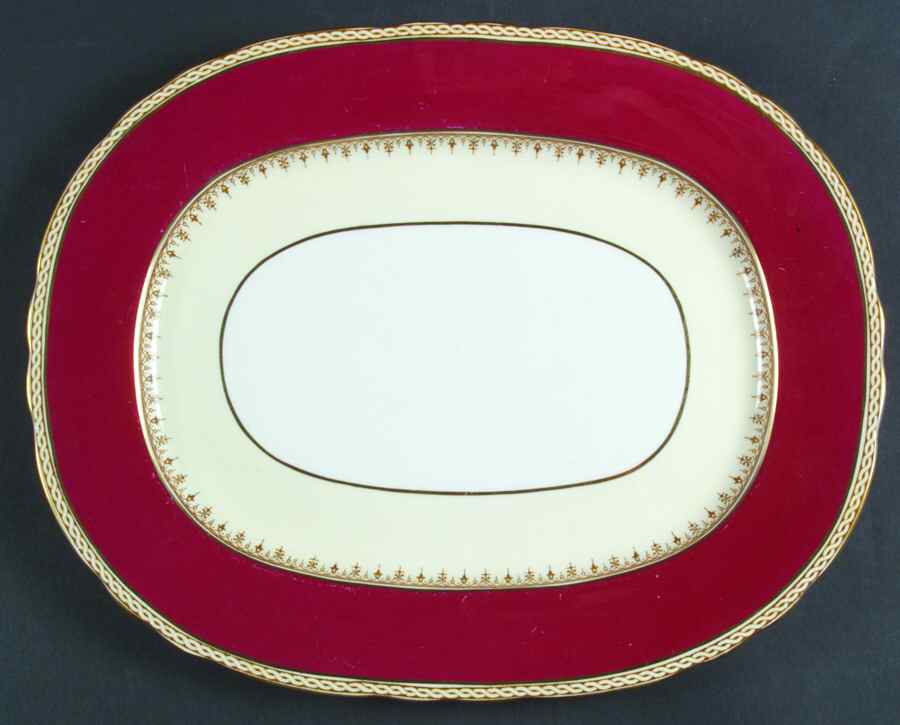 Desborough Maroon 15" Oval Serving Platter by John  Aynsley & Sons-1