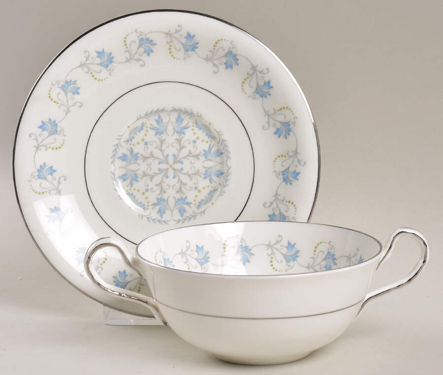 Dianne (Smooth Edge) Flat Cream Soup Bowl & Saucer Set by John  Aynsley & Sons-1