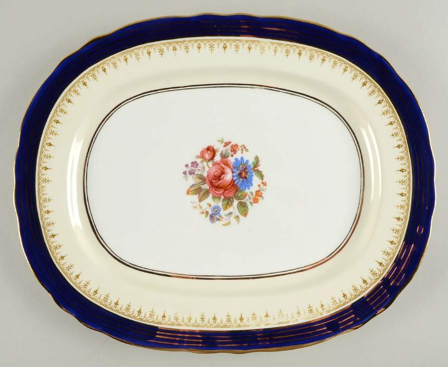 Dorchester Cobalt Blue 13" Oval Serving Platter by John  Aynsley & Sons-1