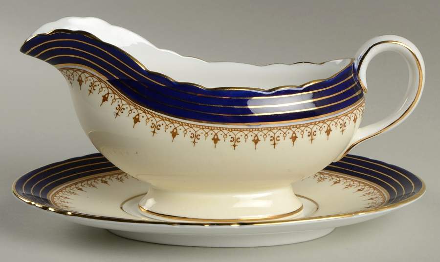 Dorchester Cobalt Blue Gravy Boat & Underplate by John  Aynsley & Sons-1