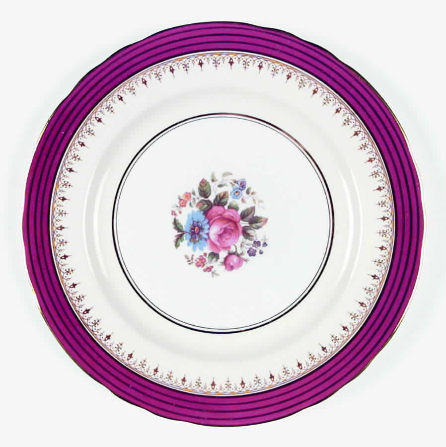 Dorchester Maroon (Floral Cneter) Dinner Plate by John  Aynsley & Sons-1